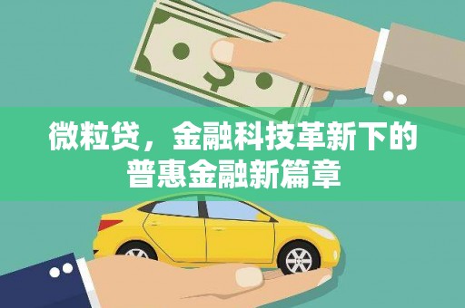 浦东微粒贷，金融科技革新下的普惠金融新篇章