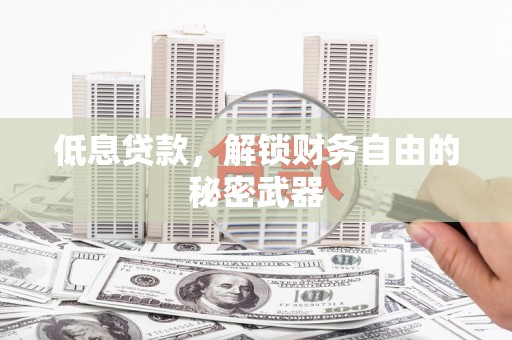 浦东低息贷款，解锁财务自由的秘密武器