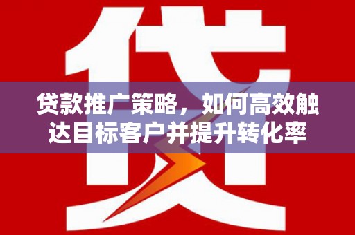 浦东贷款推广策略，如何高效触达目标客户并提升转化率