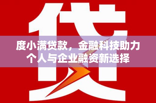 浦东度小满贷款，金融科技助力个人与企业融资新选择