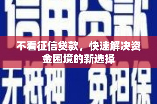 浦东不看征信贷款，快速解决资金困境的新选择