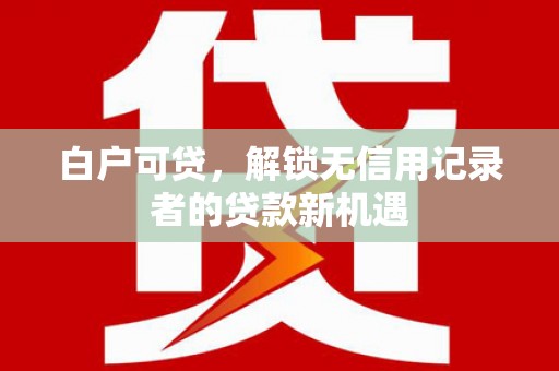 浦东白户可贷，解锁无信用记录者的贷款新机遇