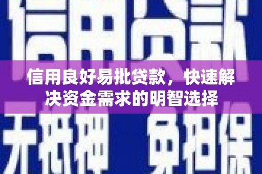 浦东信用良好易批贷款，快速解决资金需求的明智选择