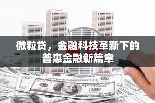 浦东微粒贷，金融科技革新下的普惠金融新篇章