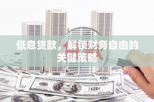 浦东低息贷款，解锁财务自由的关键策略