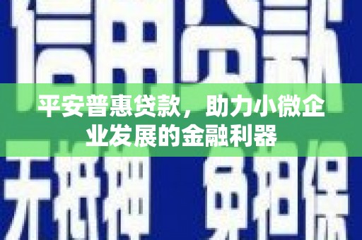 浦东平安普惠贷款，助力小微企业发展的金融利器